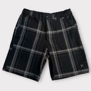 Hurley Black Plaid Hybrid Shorts Boys size 6